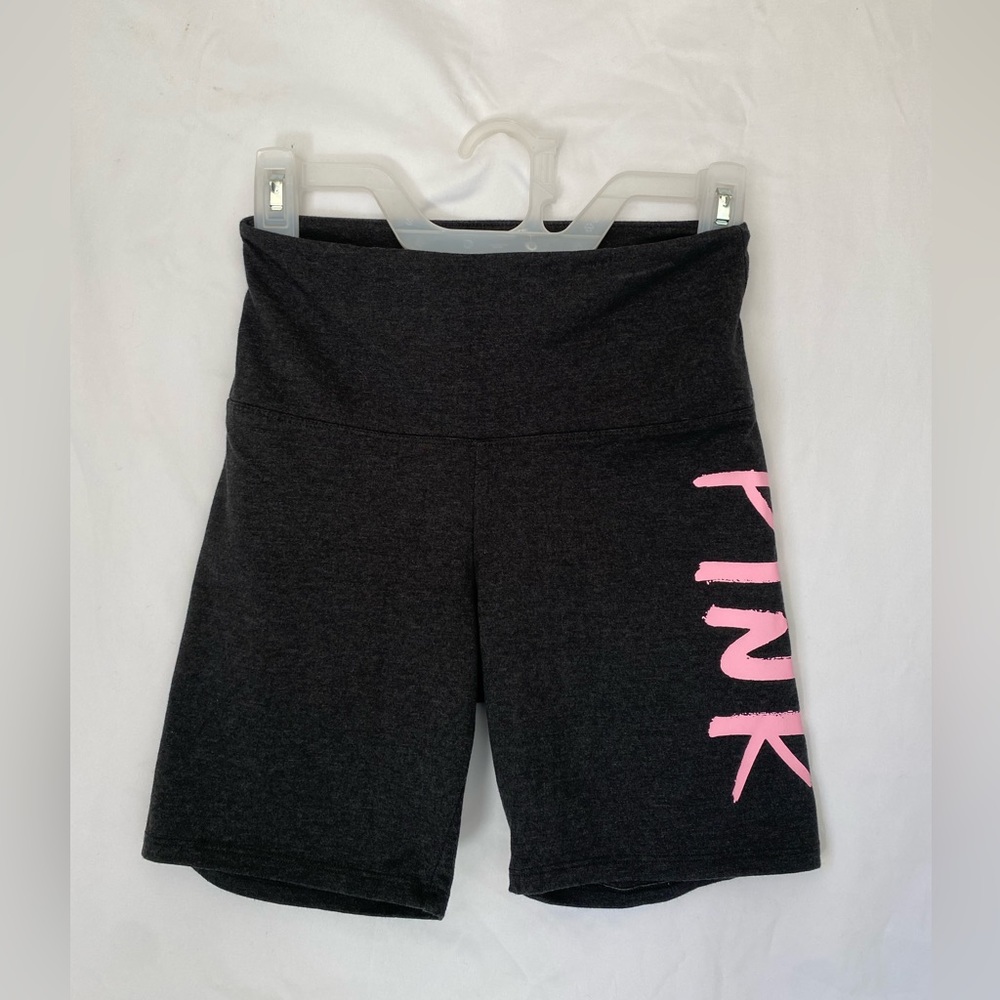 PINK ~Youth Small Charcoal gray charcoal gray/pink logo on side biker shorts